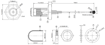 Waterproof SMA to MHF3 Cable (5cm)